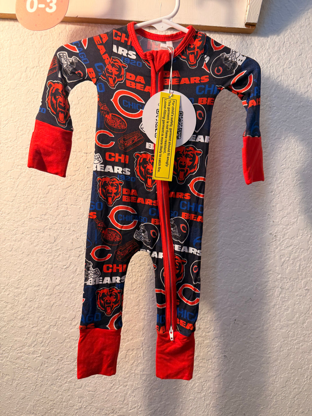 Chicago Bears Bamboo Convertible Zippy – 0-3 Months (NWT)