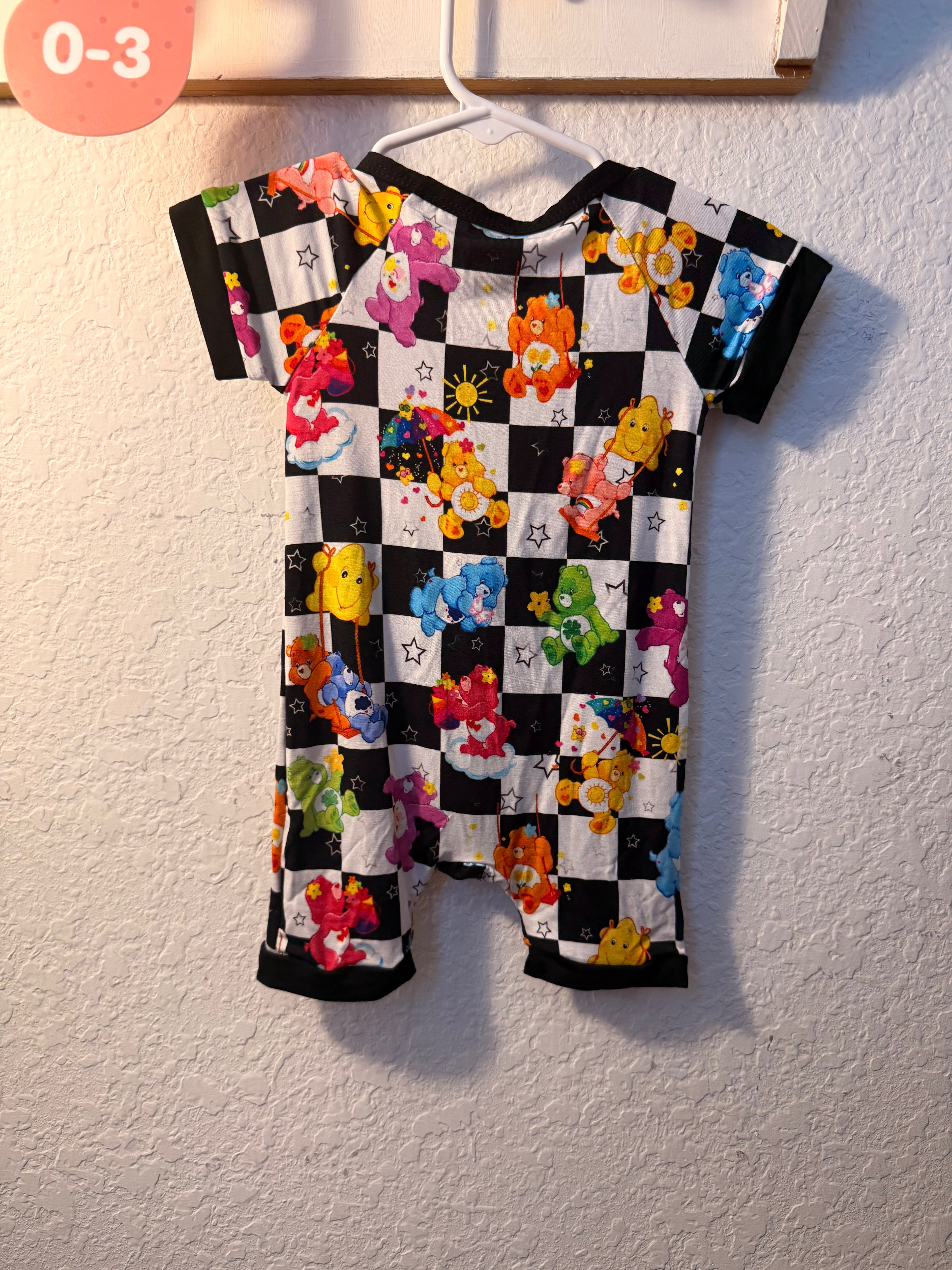 Care Bears Checkered Bamboo Shorty Zippy 0-3 months