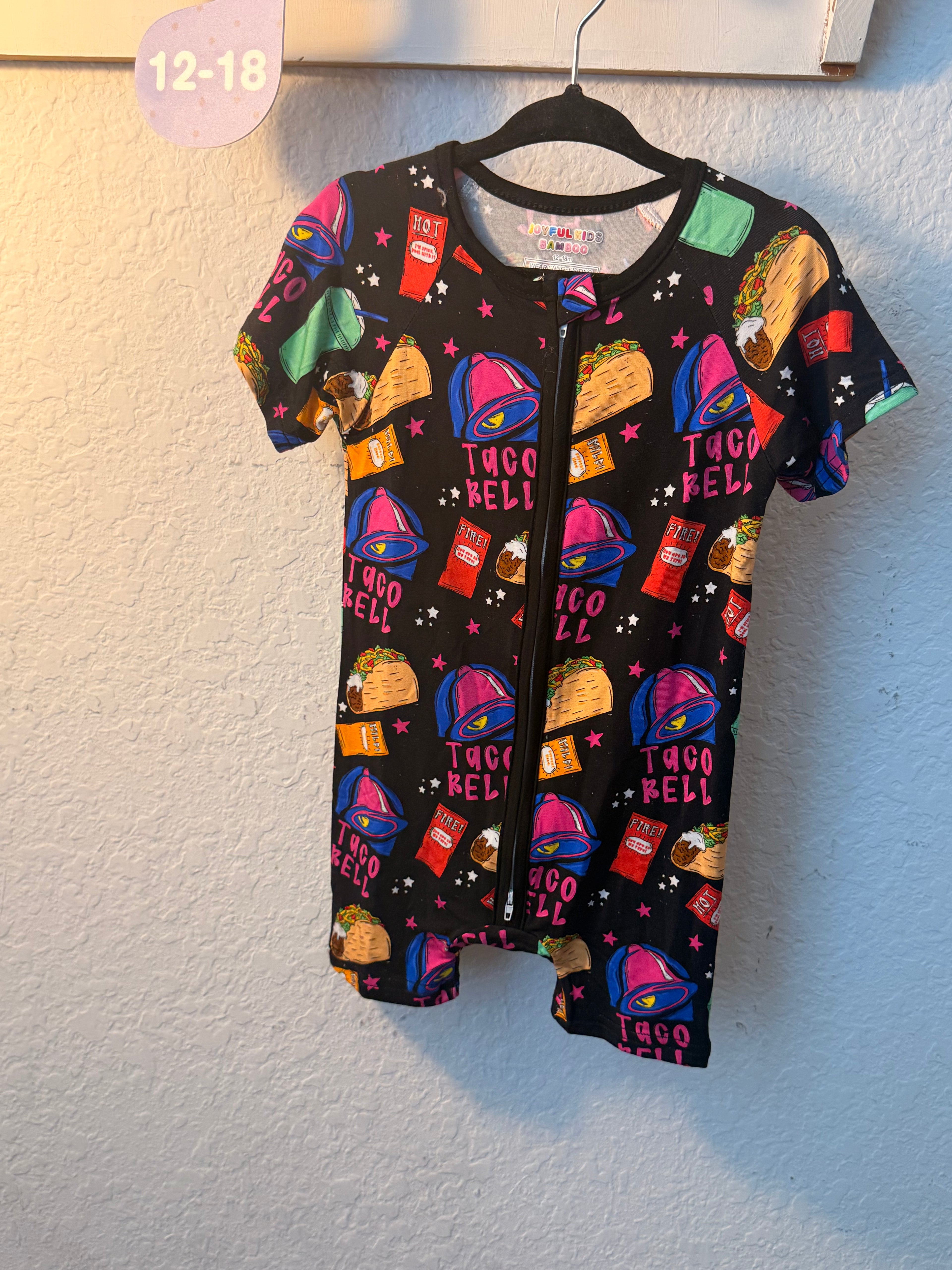 Taco Bell Bamboo Shorty – 12-18 Months 🌮💜