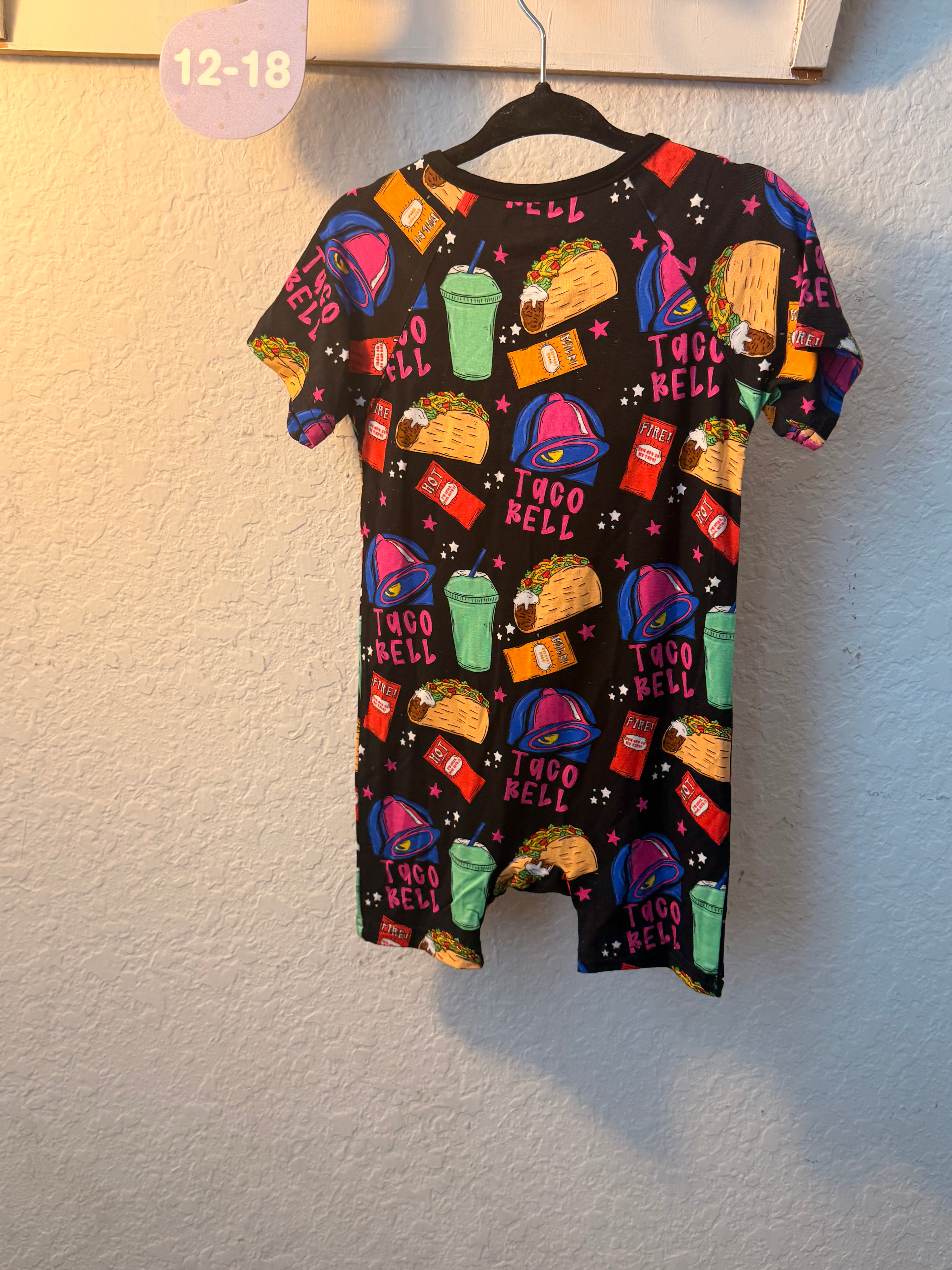 Taco Bell Bamboo Shorty – 12-18 Months 🌮💜